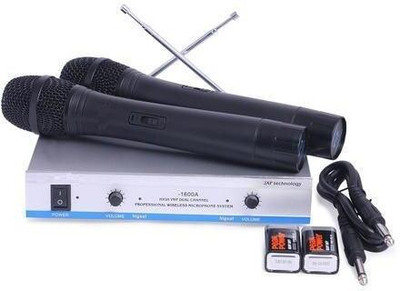GoodsBazaar With 2 VHF Wireless / Cordless Microphones WM1600 Microphone System with Amplifier Dual Channel Eastar Rider Jbn Alton Cordless LWM-1600 2-in-1 Dual VHF Wireless Microphone System 1600 Series with Amplifier Microphone