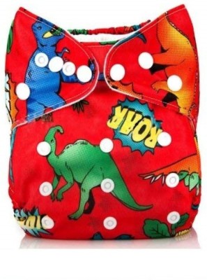 Kidsify Washable Baby Cloth Diaper Reusable, Adjustable Size, Waterproof, Pocket Cloth Diaper Nappie, Printed Button Diaper for Babies/Infants/Toddlers (Dino Print)