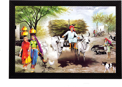 Darsh Craft Village Life Photo Frame Digital Reprint 8 inch x 10 inch Painting(With Frame)