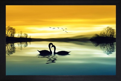 Darsh Craft Duck Love Photo Frame Digital Reprint 8 inch x 10 inch Painting(With Frame)