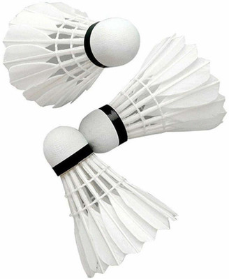 Spocco ™Badminton Hen Feather Shuttlecock for Professional Feather Shuttle  - White(Medium, 77, Pack of 6)