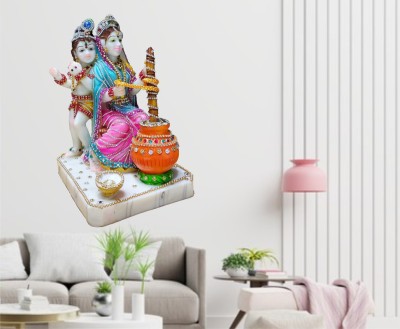 BALKRISHNA WALL STICKER 81 cm Makhan-Chor-Krishan-with-Yashoda-Marble-sticker Self Adhesive Sticker(Pack of 1)