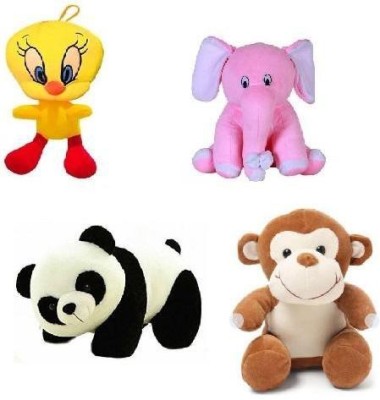 MAURYA So cute spongy loveable soft toys tweety , Monkey , elephant and small panda ( 30cm, multi color)  - 30 cm(Multicolor)