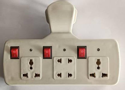 HVG TRADERS Leavess 3+3 extension board coard 3  Socket Extension Boards(White, 0 m)