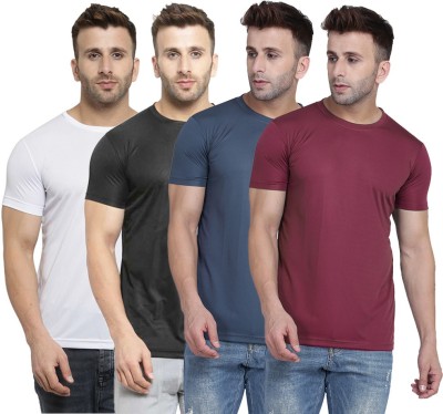 TQH Solid Men Round Neck White, Maroon, Black, Grey T-Shirt