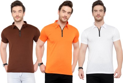 Tivy Solid Men Polo Neck Multicolor T-Shirt