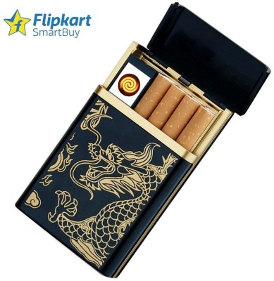 Flipkart SmartBuy USB Rechargeable Golden Dragon Multifunction Windproof Case Cigarette Lighter(Gold, Black)