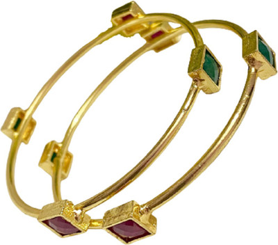 AARTISAI Metal Ruby Gold-plated Bangle Set(Pack of 2)