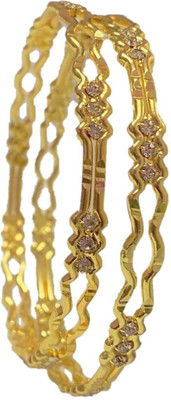 AARTISAI Metal Cubic Zirconia Gold-plated Bangle Set