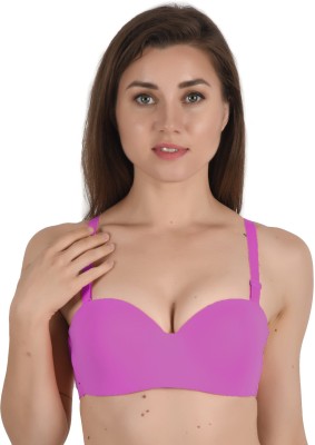 Alexana Half Cup Invisible Bra Women Balconette Lightly Padded Bra(Purple)