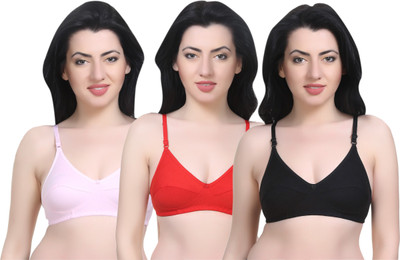 Lady One Women Full Coverage Non Padded Bra(Red, Pink, Black)