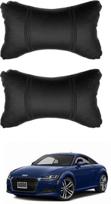 JVG Black Leatherite Car Pillow Cushion for Audi(Rectangular, Pack of 2)