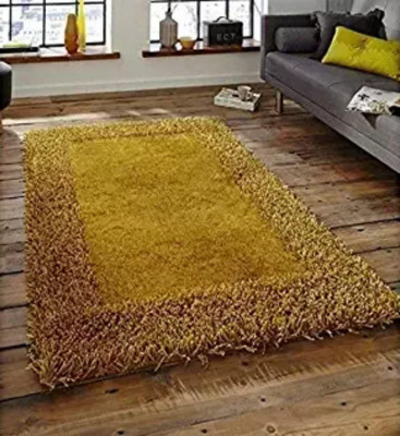 shopgallery Gold Polyester Runner(2 ft,  X 3 ft, Rectangle)