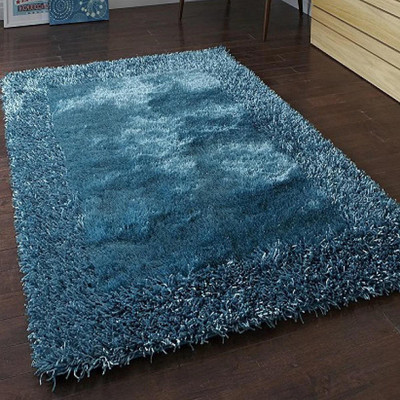 shopgallery Light Blue Polyester Runner(2 ft,  X 3 ft, Rectangle)