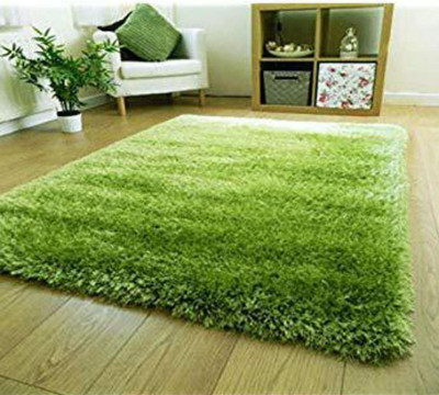 shopgallery Green Polyester Runner(2 ft,  X 4 ft, Rectangle)
