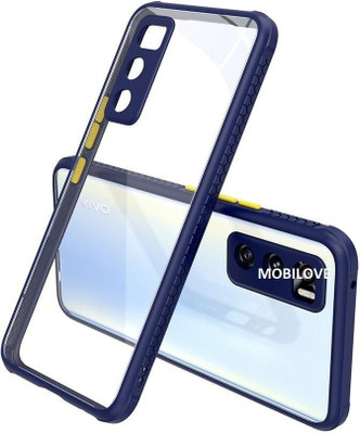 MOBILOVE Back Cover for Vivo V20 SE | Miqilin Series Shock Proof Smooth Silicone Hard Bumper Back Case Cover(Blue, Camera Bump Protector, Pack of: 1)