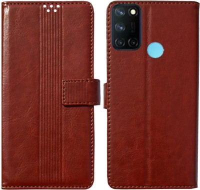 MAXSHAD Flip Cover for Realme 7i, Realme 7i Flip Cover, Realme 7i Mobile Cover(Brown, Magnetic Case)