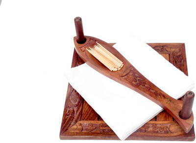 Kesha Spree 1 Compartments Wood Napkin Holder(Brown)