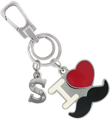 SHOKY LOOKS I Love Mustache Design Love for Mustache Man along with Locking Hook with Latter S Key Chain