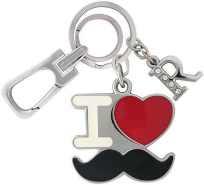 HANDSOME ISK High Quality I Love Mustache with Locking Lock with Latter R Key Chain