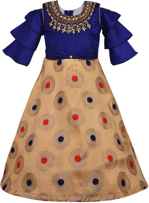 Wishkaro Girls Maxi/Full Length Party Dress(Multicolor, 3/4 Sleeve)