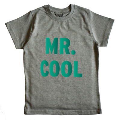 ETCHED DESIGN Boys Graphic Print Cotton Blend Regular T Shirt(Grey, Pack of 1)