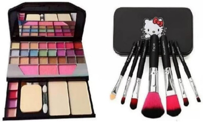 Hezruck 6155 kit with pack of 7 black makeup brushes with storage box