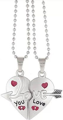 IILA King and Queen lovers valentine couple pendant Alloy Cubic Zirconia Sterling Silver Plated Crystal Sterling Silver Plated Brass Chain Set