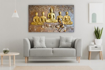 infinity interiors Lord Buddha 3D Wall Stickers, PVC Self Adhesive Vinyl Wall Poster for Living Room, Hall, Play Room, Bedroom, Kitchen, Office Digital Reprint 24 inch x 36 inch Painting(Without Frame)