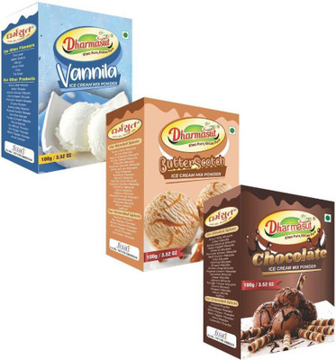 Dharmasut Vanilla + ButterScotch + Chocolate Ice Cream Powder 100g Pack of 3 300 g(Pack of 3)