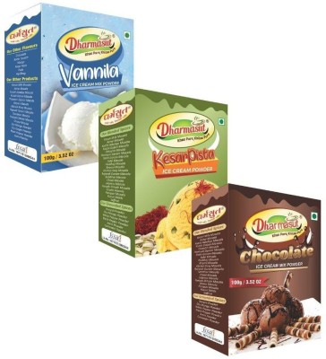 Dharmasut Vanilla + Kesar Pista + Chocolate Ice Cream Powder 300 g(Pack of 3)