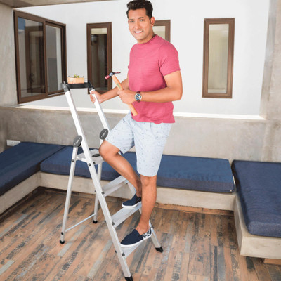 Bathla Elevate 4-Step Foldable Aluminium Ladder for Home with Tool Tray (Black) Aluminium Ladder(With Platform)