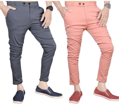 Knit Vey Slim Fit Men Pink, Grey Trousers