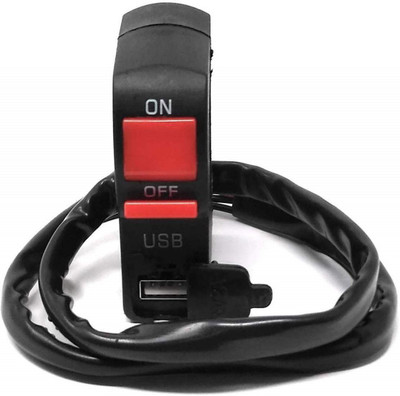 GTRIDE Motorcycle Handlebar Switch with ON/OFF Button and USB Charging Port (2 Amp) Universal for All Indian & Imported Bikes 2 A Bike Mobile Charger