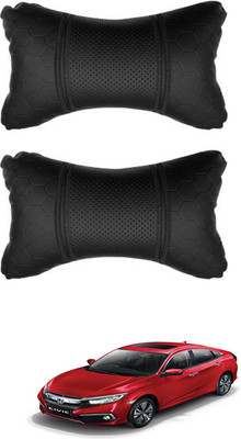 JVG Black Leatherite Car Pillow Cushion for Honda(Rectangular, Pack of 2)
