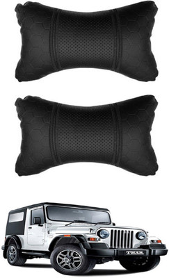 JVG Black Leatherite Car Pillow Cushion for Mahindra(Rectangular, Pack of 2)