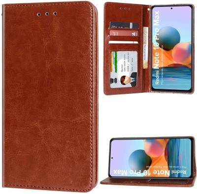 Unistuff Flip Cover for Mi Redmi Note 10 Pro Max, Mi Redmi Note 10 Pro, Redmi Note 10 Pro Max, Redmi Note 10 Pro(Brown, Dual Protection, Pack of: 1)