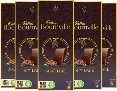 Cadbury Bournville 50% Cocoa Dark Chocolate Bar 80 g (Pack of 5) Bars (5 x 80 g)
