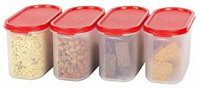 Cutting EDGE Plastic Utility Container  - 1200 ml(Pack of 4, Red)