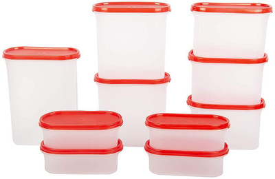 Cutting EDGE Plastic Utility Container  - 0.5 L, 1.2 L, 1.8 L, 2.4 L(Pack of 10, Red)