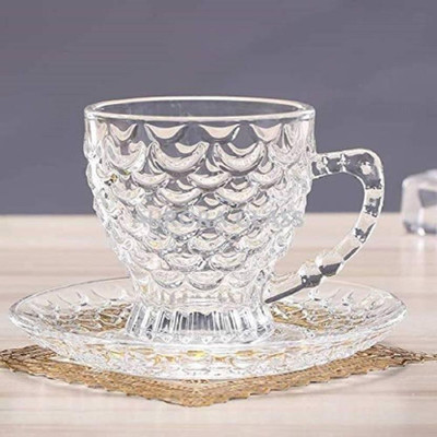 Shopbox store Glass(Clear, Cup and Saucer Set)