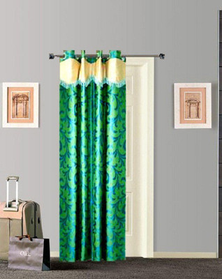 Tidy 210 cm (7 ft) Polyester Door Curtain Single Curtain(Floral, Green)
