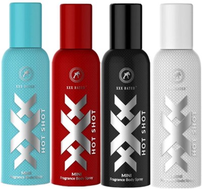 XXX Rated Hot Shot Mini Fragrance Body Spray (Sea Green, Red, Black, White Combo) Body Spray  -  For Men & Women(100 ml, Pack of 4)