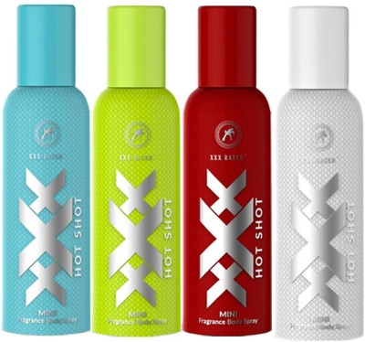 XXX Rated Hot Shot Mini Fragrance Body Spray (Sea Green, Parrot Green, Red, White Combo) Body Spray  -  For Men & Women(100 ml, Pack of 4)
