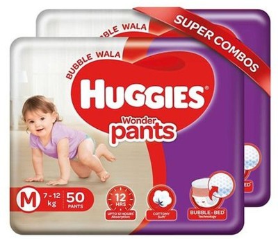Huggies Wonder Pants Diapers Medium Size 50 Pieces Combo (Pack of 2) - M(100 Pieces)