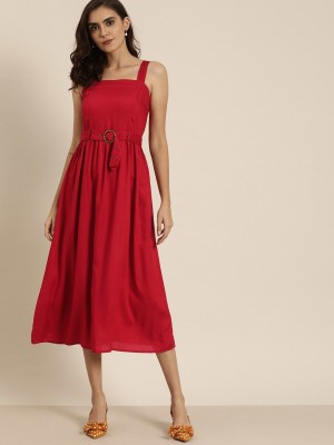 all about you Women Fit and Flare Red Dress