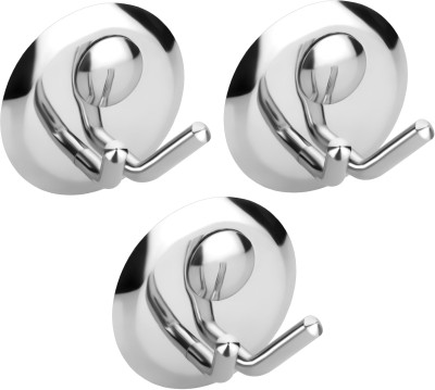 Easyhome Furnish Set of 3 pieces Stainless Steel Robe Hook cloth hanger bathroom soap stylist hook -Creta Series Hook 2(Pack of 3)