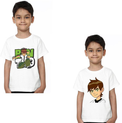 Ser Ak Boys Graphic Print Cotton Blend Regular T Shirt(White, Pack of 2)