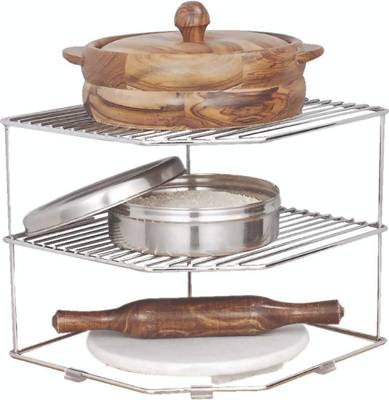 Nexus Lifestyle Stainless Steel Multipurpose Kitchen Corner Shelf Rack Stand/Chakla Belan Storage (30 * 30 * 22 cm) (Set of 1) Utensil Kitchen Rack  (Steel)