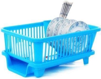 KHODIYAR STORE Dish Drainer Kitchen Rack Plastic Dish Drainer Washing 3 in 1 Rack Durable Plastic Kitchen Sink Dish Drying Drainer Rack Dish Drying Rack with top Cover Holder Basket for Kitchen untensils Stand for Kitchen After wash